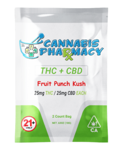 Cannabis Pharmacy 1:1 Delta-9 THC Gummies | 25mg THC & 25mg CBD - Fruit Punch Kush - 2ct