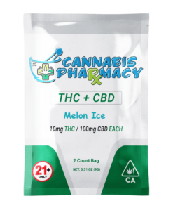Cannabis Pharmacy THC Blend CBD Gummies | 100mg CBD + 10mg Delta 9 THC - Melon Ice - 2ct