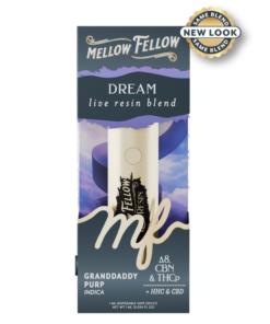 Mellow Fellow | THC Vape Pen - Granddaddy Purp | Dream Live Resin Blend Disposable Vape | 1g - Indica