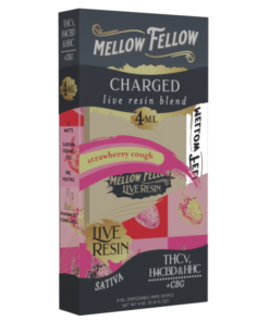 Mellow Fellow | THC Vape Pen - Strawberry Cough | Charged Live Resin Blend Disposable Vape | 4g - Sativa